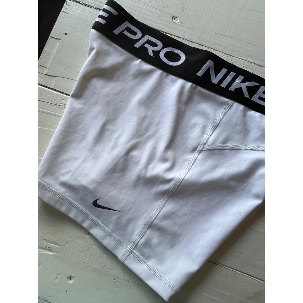 Nike Pro Dri-FIT Women White Compression Athletic Shorts 445591-727145 Size L